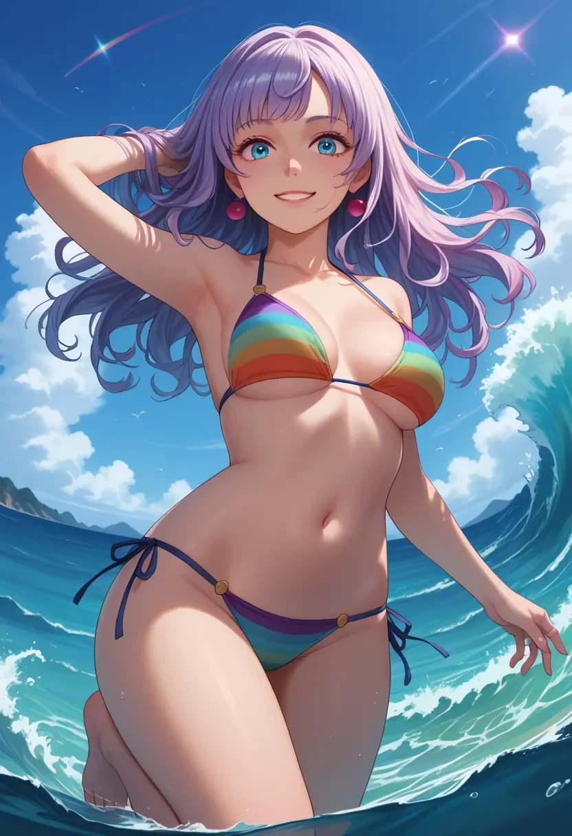 zombie_land_saga,konno_junko,bikini,rainbow-colored,sexy  - 