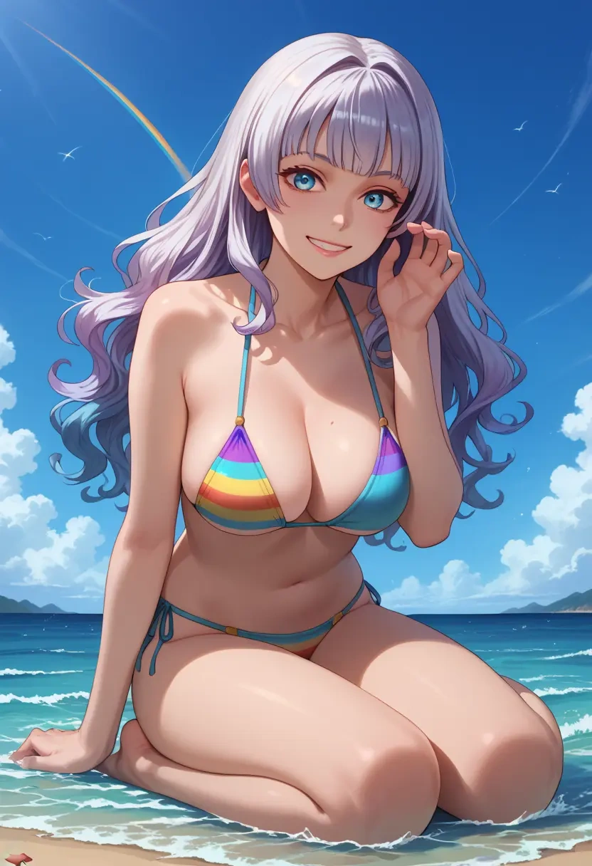 zombie_land_saga,konno_junko,bikini,rainbow-colored,sexy  - 