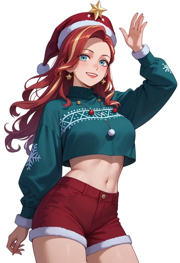 zombie_land_saga,konno_junko,Christmas,red velvet shorts  - AI generated anime art