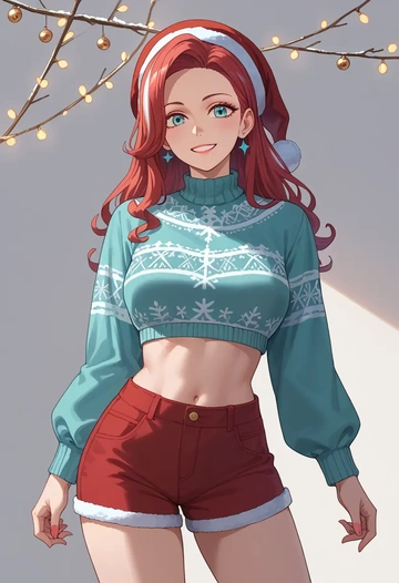 zombie_land_saga,konno_junko,Christmas,red velvet shorts  - AI generated anime art