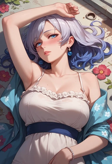 zombie_land_saga,konno_junko,floral graffiti blouse,dolphin shorts  - AI generated anime art