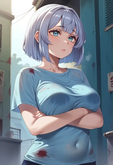 zombie_land_saga,konno_junko,running shirt,shorts,sneakers  - AI generated anime art