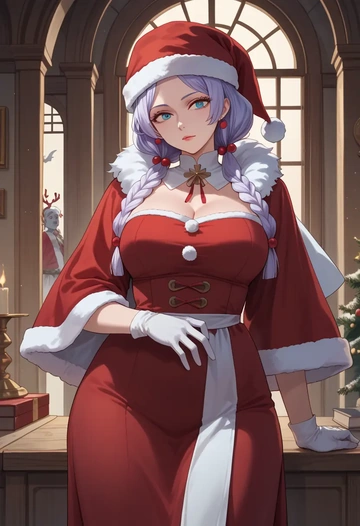 zombie_land_saga,konno_junko,Christmas,red velvet dress  - AI generated anime art