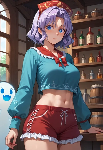 touhou,konpaku_youmu_(ghost),red velvet shorts  - AI generated anime art