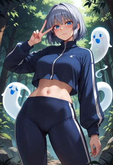 touhou,konpaku_youmu_(ghost),athletic,track suit  - AI generated anime art