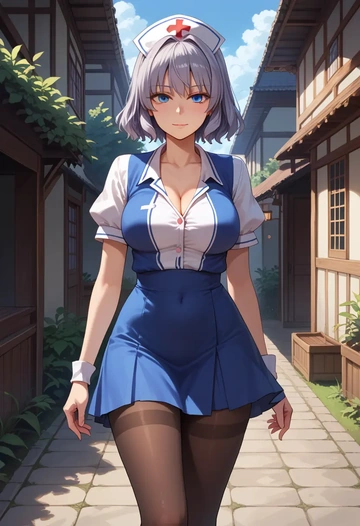 touhou,konpaku_youmu,nurse, pantyhose,mini skirt  - AI generated anime art