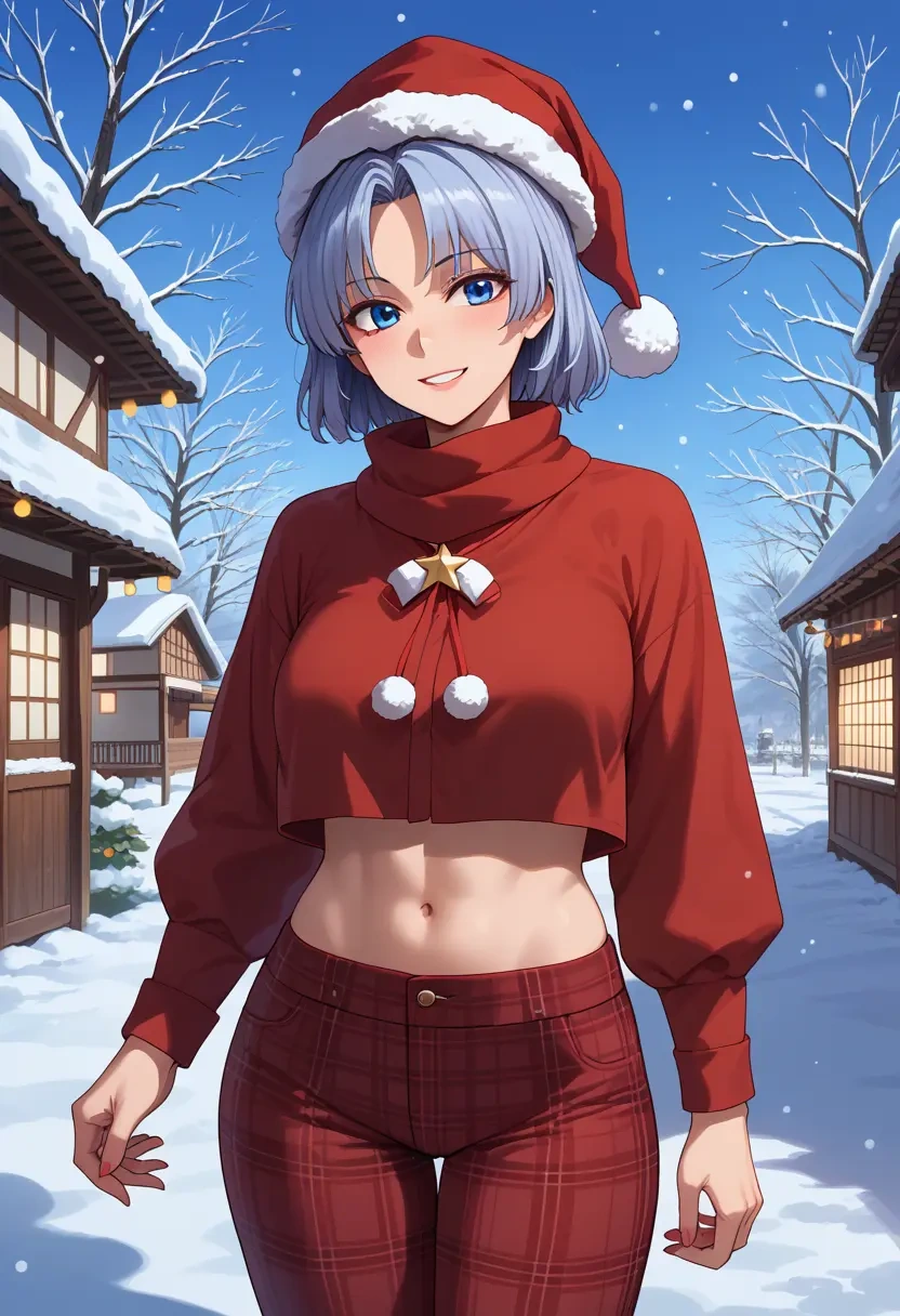 touhou,konpaku_youmu,Christmas,plaid trousers  - 