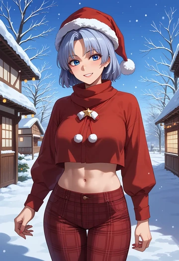 touhou,konpaku_youmu,Christmas,plaid trousers  - AI generated anime art