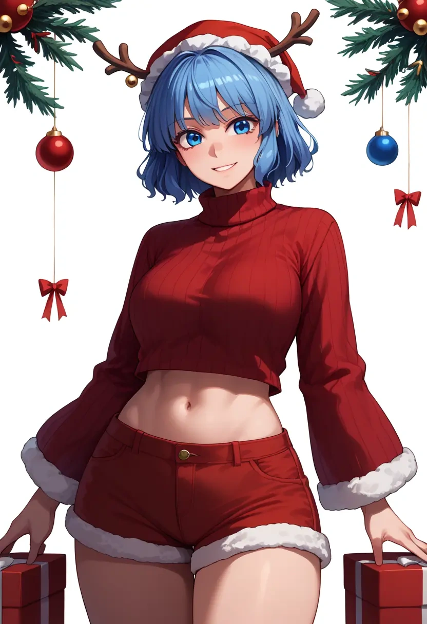 touhou,konpaku_youmu,Christmas,red velvet shorts,turtleneck sweater  - 