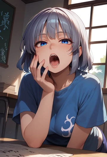 touhou,konpaku_youmu,crop graffiti tee,dolphin shorts  - AI generated anime art