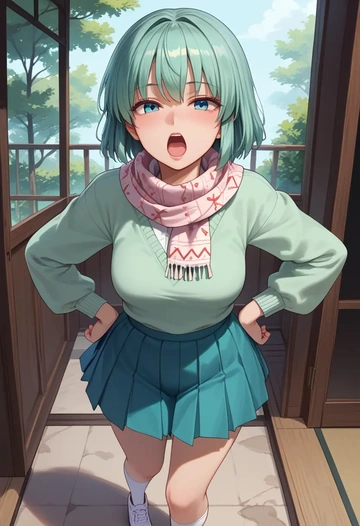 touhou,konpaku_youmu,spring,student uniform,knit sweater  - AI generated anime art