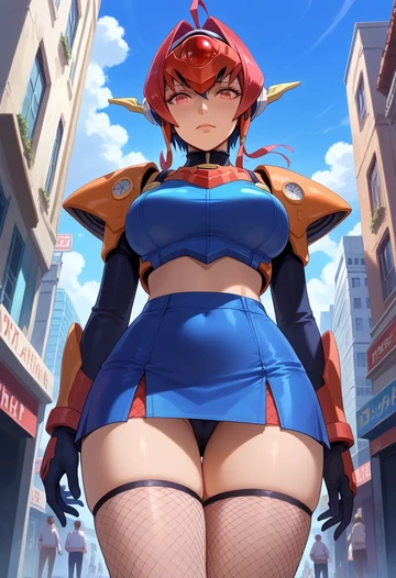 xenosaga,kos-mos,mini skirt, stockings  - AI generated anime art