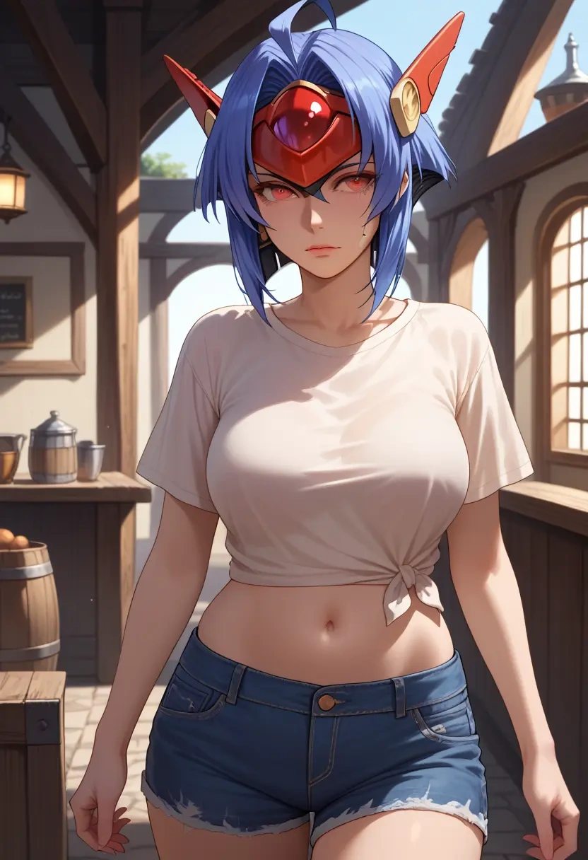 xenosaga,kos-mos,denim shorts  - 