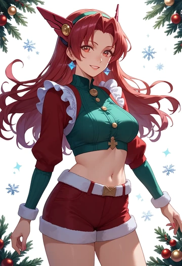 xenosaga,kos-mos,Christmas,red velvet shorts  - AI generated anime art