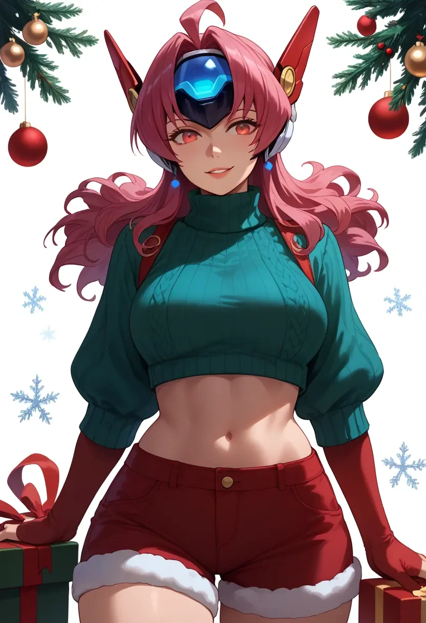 xenosaga,kos-mos,Christmas,red velvet shorts,turtleneck sweater  - 