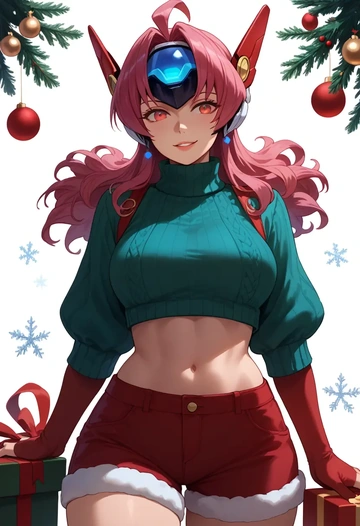 xenosaga,kos-mos,Christmas,red velvet shorts,turtleneck sweater  - AI generated anime art