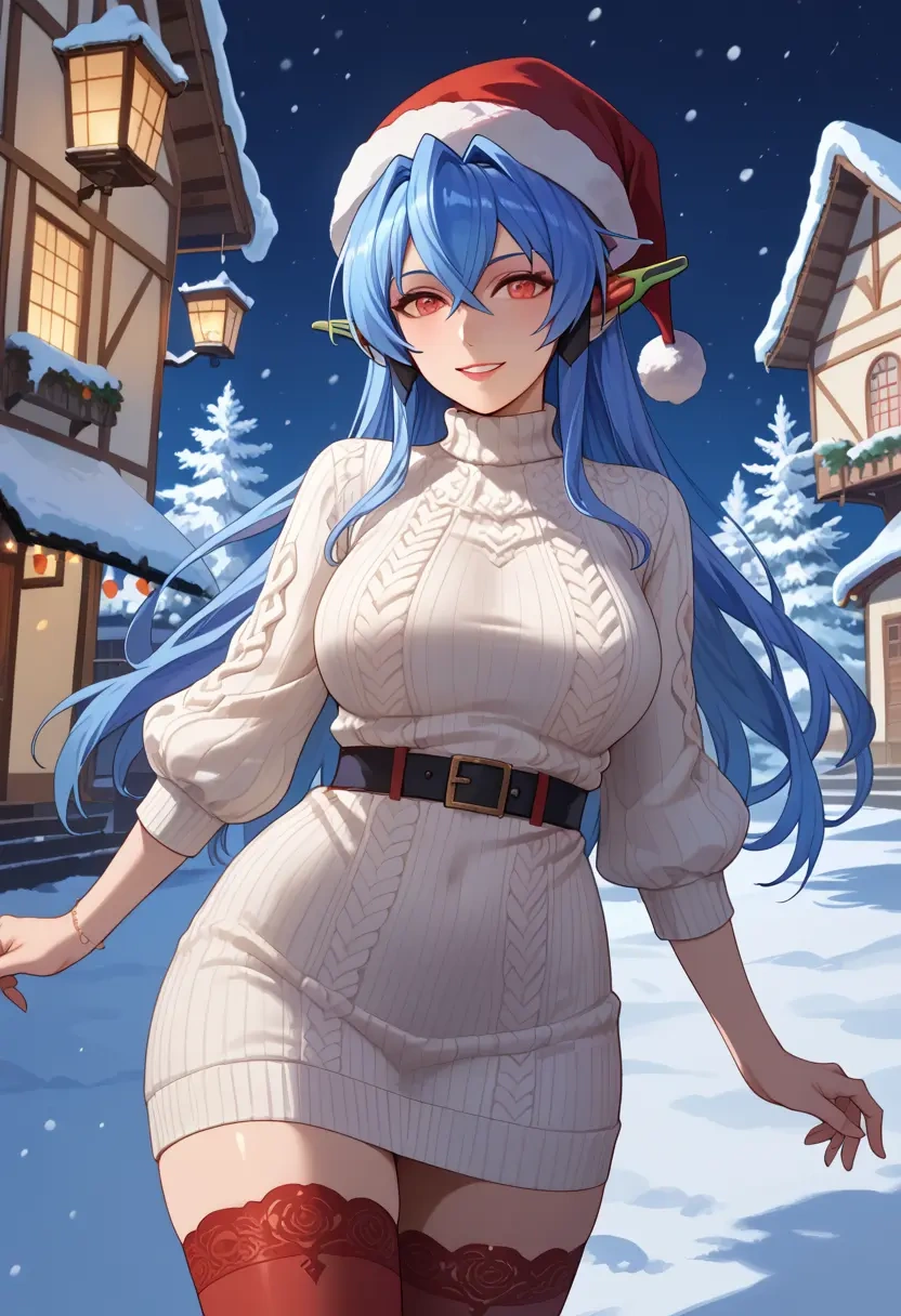 xenosaga,kos-mos,Christmas,sweater dress,stockings  - 