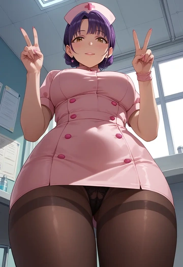 idolmaster,koshimizu_sachiko,nurse pantyhose,mini skirt, sexy  - AI generated anime art