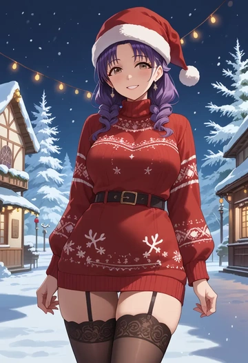 idolmaster,koshimizu_sachiko,sweater,stockings,Thigh garters  - AI generated anime art