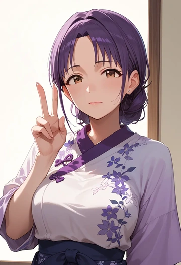 idolmaster,koshimizu_sachiko,calligraphy print shirt,dolphin shorts  - AI generated anime art