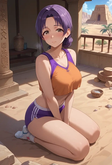 idolmaster,koshimizu_sachiko,sports crop,high-waisted shorts  - AI generated anime art