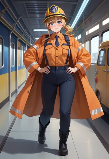 k-on!,kotobuki_tsumugi,firefighter  - AI generated anime art