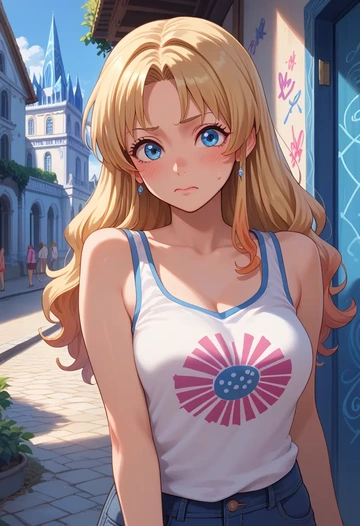 k-on!,kotobuki_tsumugi,abstract graffiti tank,dolphin shorts  - AI generated anime art