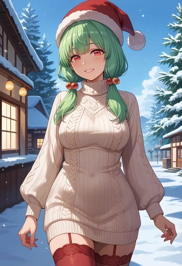 voiceroid,kotonoha_akane,Christmas,sweater dress,stockings  - AI generated anime art