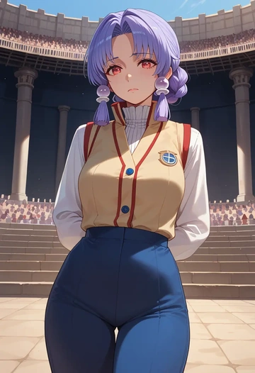 voiceroid,kotonoha_aoi,vest,quilted,jogger pants  - AI generated anime art