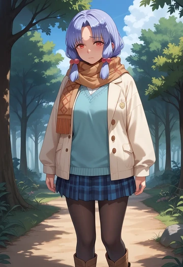 voiceroid,kotonoha_aoi,winter,student uniform,down jacket  - AI generated anime art