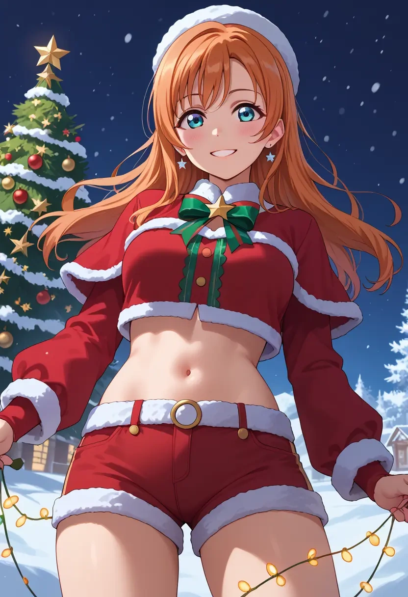 love_live!,kousaka_honoka,Christmas,red velvet shorts  - 