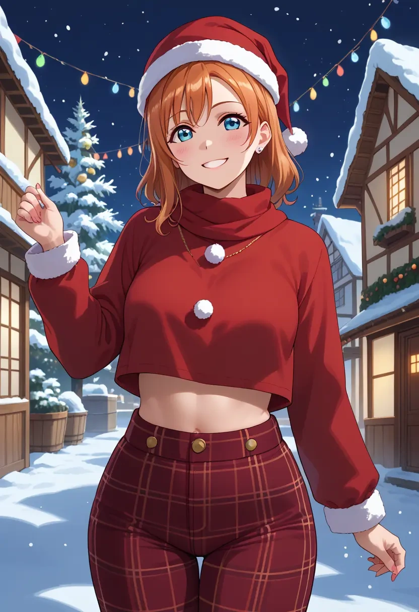 love_live!,kousaka_honoka,Christmas,plaid trousers  - 