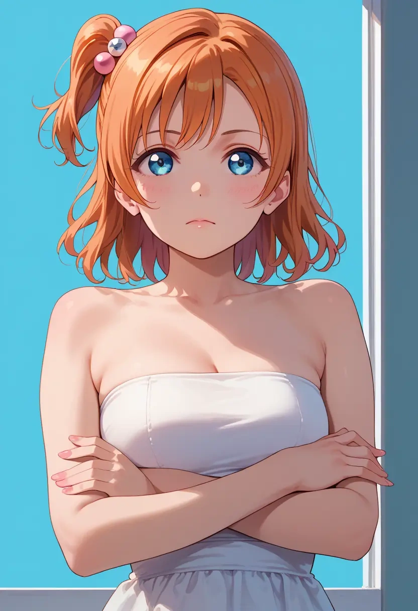 love_live!,kousaka_honoka,tube top,jogger shorts  - 