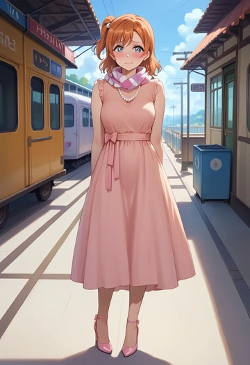 love_live!,kousaka_honoka,spring,elegant woman,wrap dress  - AI generated anime art