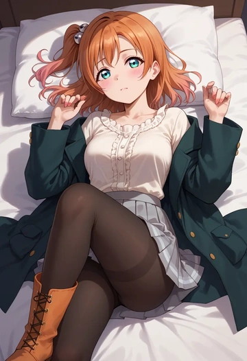 love_live!,kousaka_honoka,winter,student uniform,duffle coat  - AI generated anime art