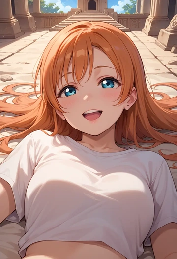 love_live!,kousaka_honoka,pop art shirt,dolphin shorts  - AI generated anime art