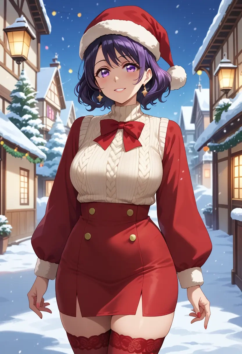 hibike!_euphonium,kousaka_reina,Christmas,sweater dress,stockings  - 