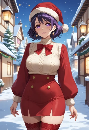 hibike!_euphonium,kousaka_reina,Christmas,sweater dress,stockings  - AI generated anime art