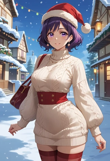 hibike!_euphonium,kousaka_reina,Christmas,sweater dress,stockings  - AI generated anime art