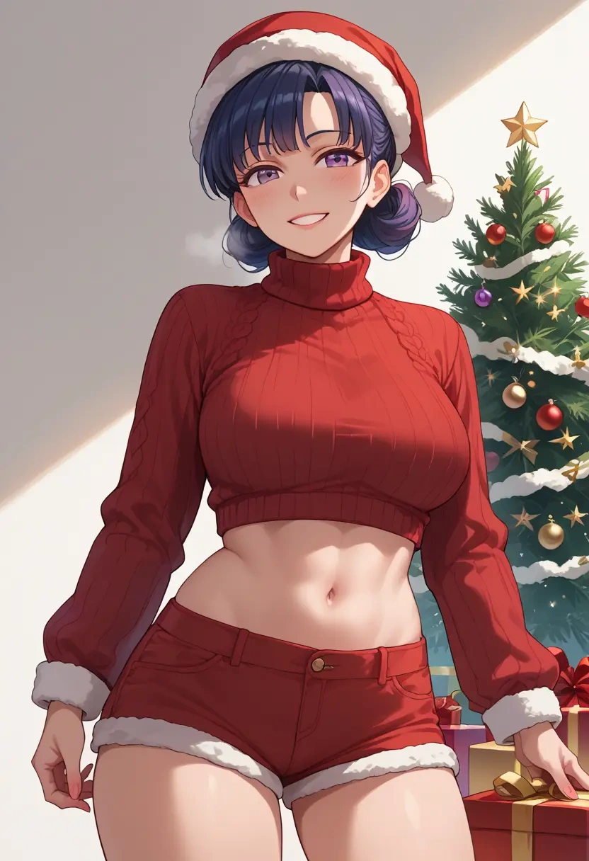 to_heart_(series),kousaka_tamaki,Christmas,red velvet shorts,turtleneck sweater  - 