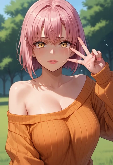 fate_(series),koyanskaya_(fate),orange,sweater  - AI generated anime art