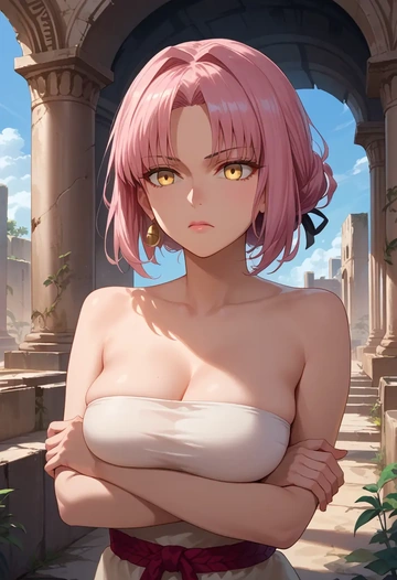 fate_(series),koyanskaya_(fate),tube top,jogger shorts  - AI generated anime art