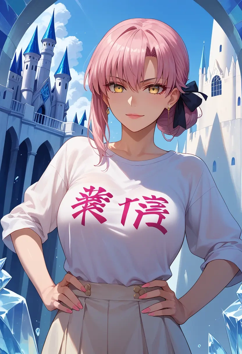 fate_(series),koyanskaya_(fate),handwritten script shirt,dolphin shorts  - 