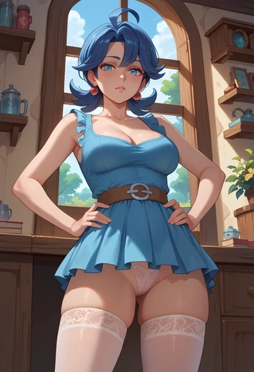 pokemon,kris_(pokemon),mini skirt, stockings  - AI generated anime art