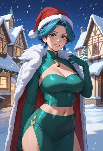 pokemon,kris_(pokemon),Christmas,dress  - AI generated anime art