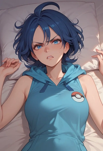 pokemon,kris_(pokemon),sleeveless hoodie,biker shorts  - AI generated anime art