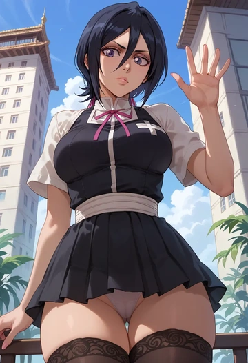 bleach,kuchiki_rukia,nurse pantyhose,mini skirt, sexy  - AI generated anime art