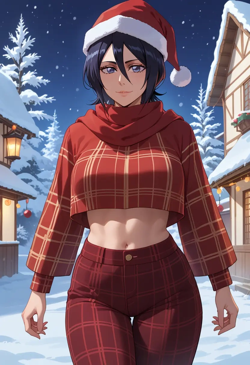 bleach,kuchiki_rukia,Christmas,plaid trousers  - 