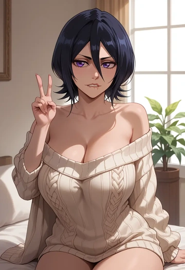 bleach,kuchiki_rukia,sweater  - AI generated anime art