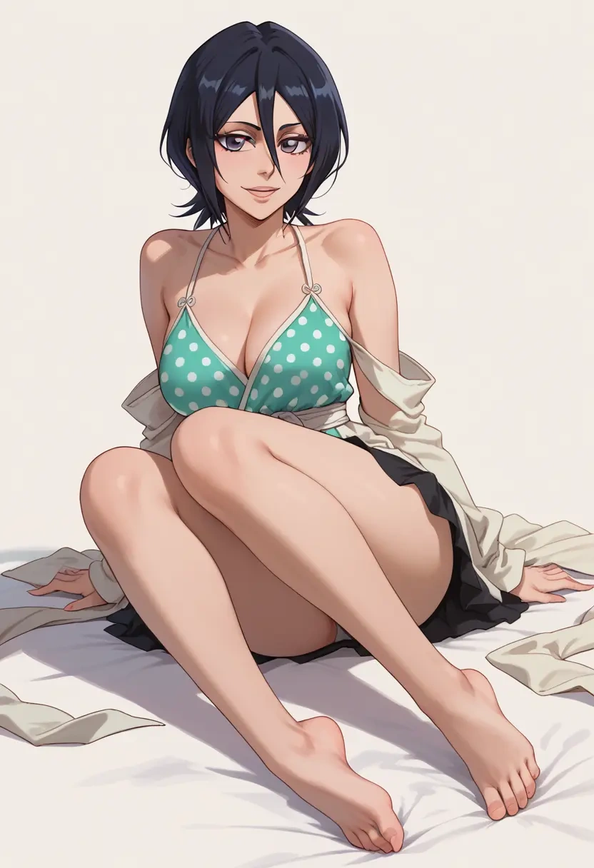 bleach,kuchiki_rukia,silk slip dress,polka dots  - 